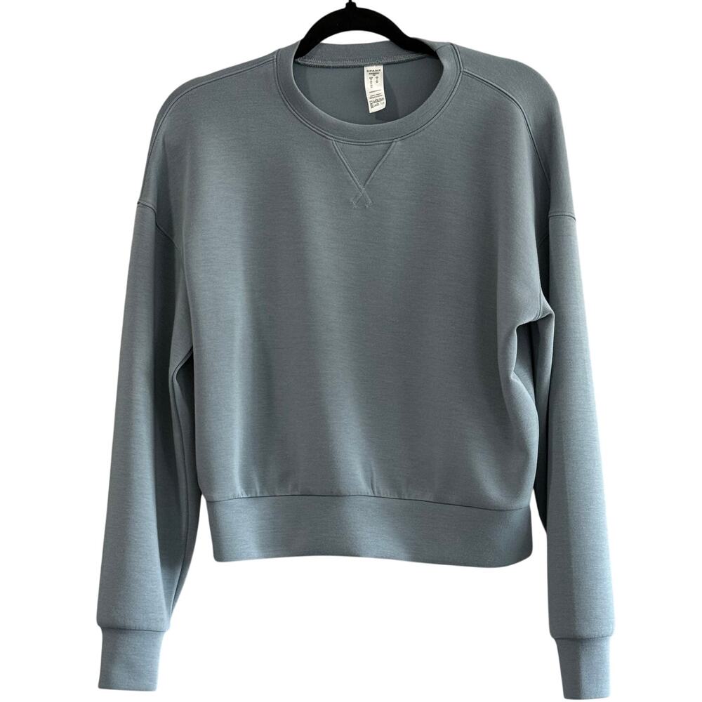 SPANX AirEssentials Crewneck XS Powder Blue Modal Lounge Sweatshirt Pullover Top